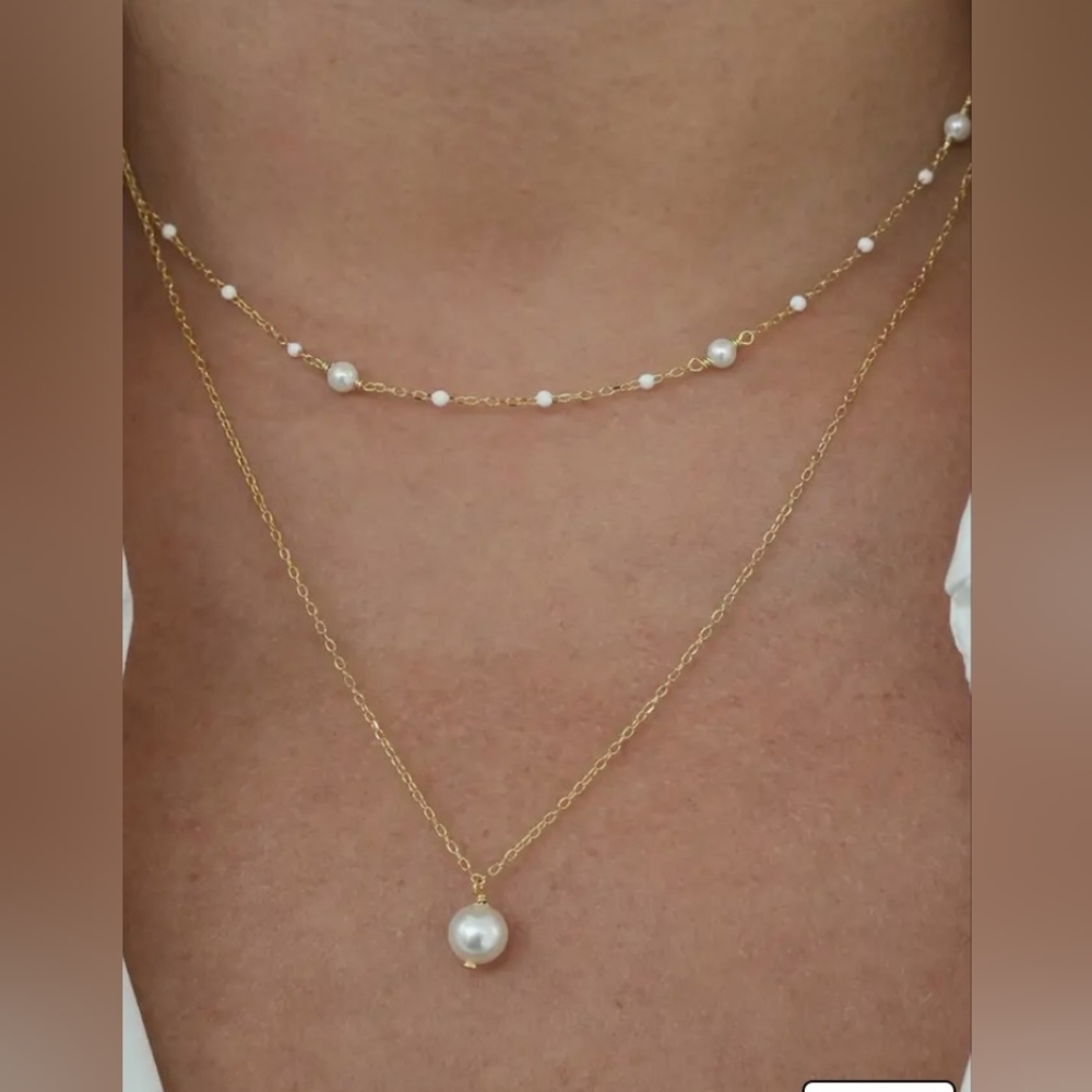 Faux Pearl & Bead Chain NecklaceArgento Vivo Sterling Silver
